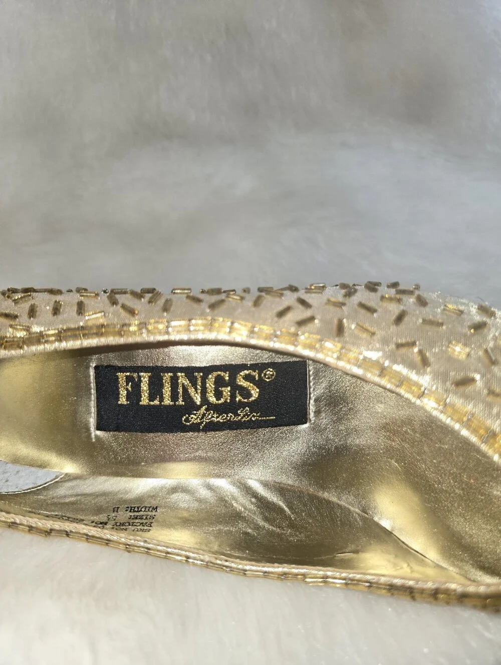 Flings After Six Women's Gold Lamé Beaded Pointed-Toe Women’s Pumps